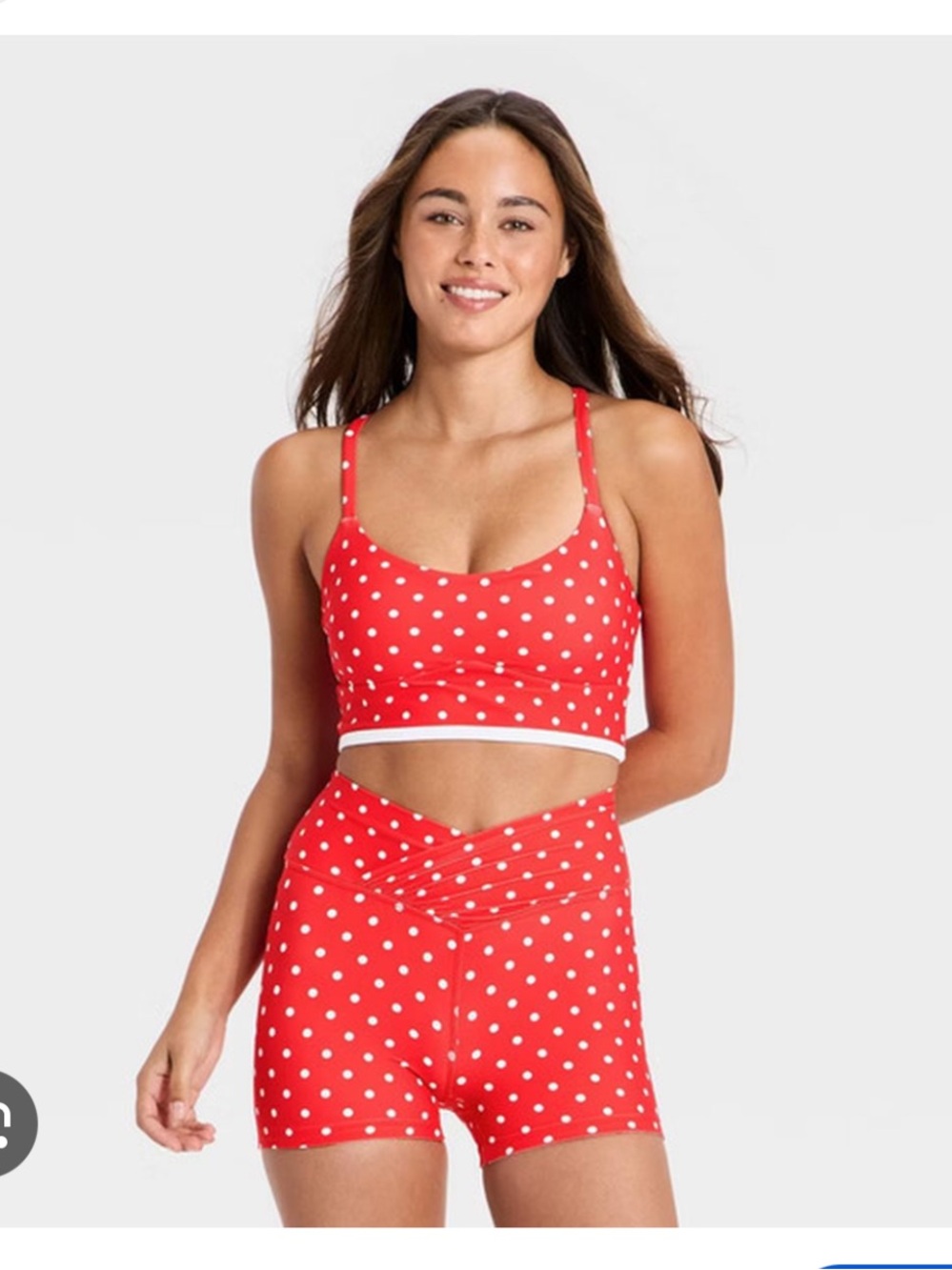 JoyLab Red Polka Dot Piped bathingsuit and Matching Shorts
